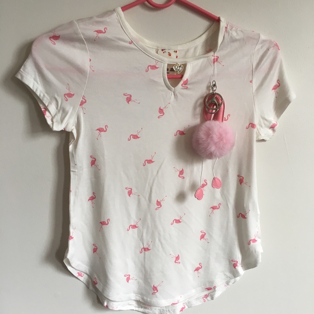 Girls flamingo printed tops with Keychain